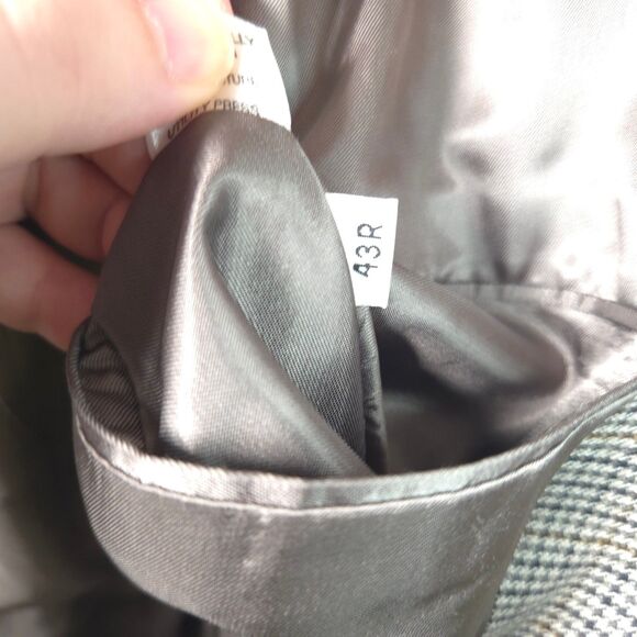 Hart Schaffner Marx Mens 43R Gray Houndstooth 2-Button Front Sports Coat Blazer - Picture 4 of 12